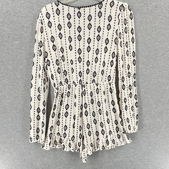 Rue 21 Womens Geometric Print Boho Ruffle Romper Beach Pool Cover-Up Med - Picture 3 of 7